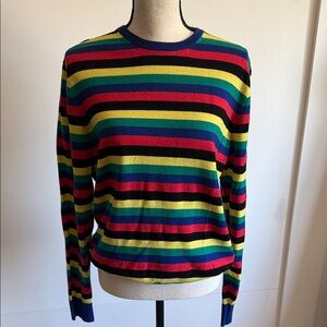 Uniqlo Rainbow Stripe Crewneck Sweater - Blue, Green, Yellow, Red, Black
